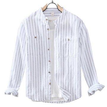 White Stripe Double pocket Cotton FullSleeve Shirt