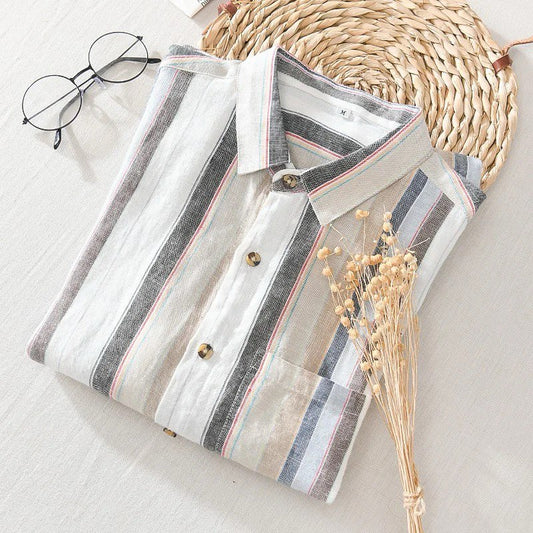 Brown Stripe Cotton FullSleeve Shirt