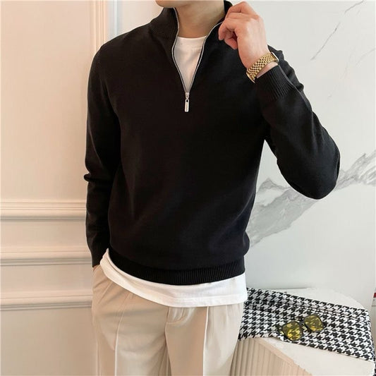 Mocha Zip-Neck Premium Knit
