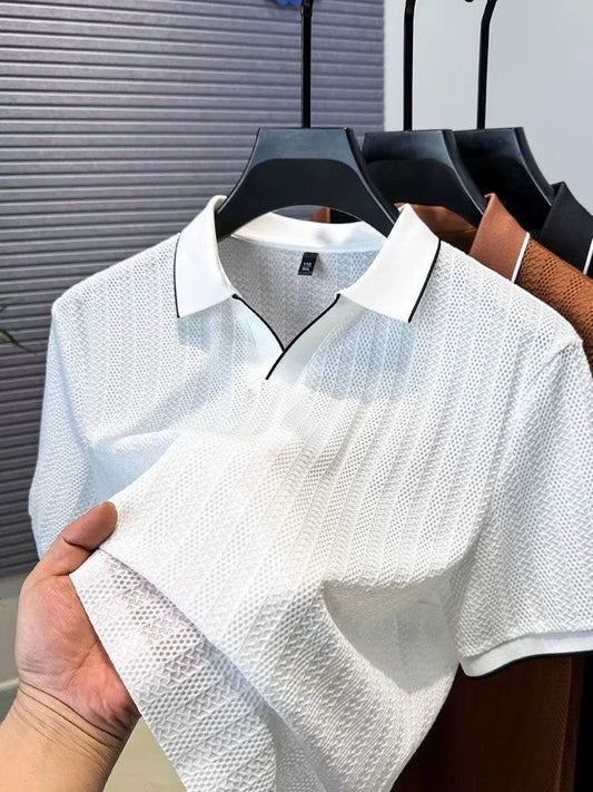 Textured Flex Polo –  Grid Edition