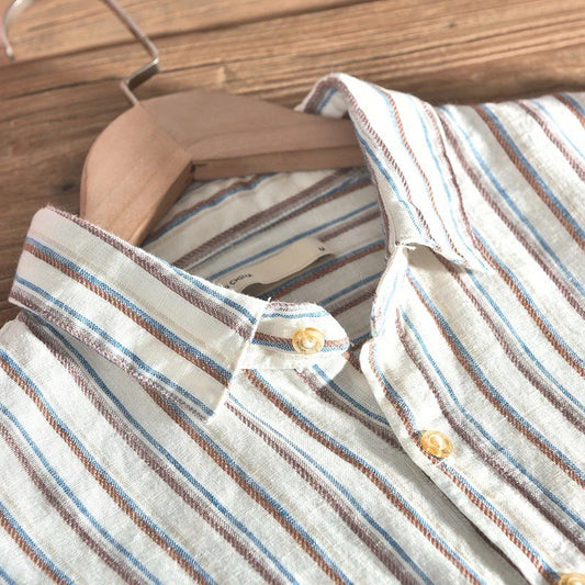 Brown Color Double Pocket Stripe Shirt For Men